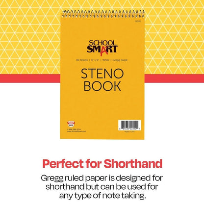 Gregg Ruled Steno Notebook, 6 X 9 Inches, White, 80 Sheets