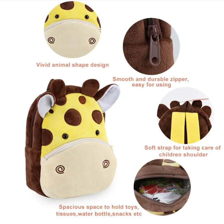 Animal Cute Children'S School Bag Burden-Reduction Backpack Cartoon Plush Backpack Kindergarten Early Education School Bag