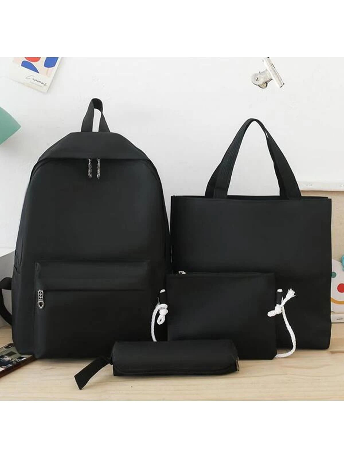 4 Pieces/Set School Bags for Teenager Kawaii Backpack Student Waterproof Canvas School Backpack