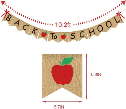 Back to School Banner Burlap - Back to School Party Decorations Supplies - First Day of School Banner - Classroom Office School Hanging Decor Sign - Teacher Banner