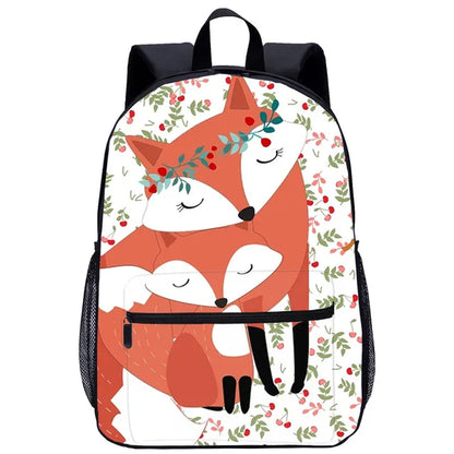 Animals Fox Pattern 3D Print School Backpack Set 4 Pcs School Bag for Child Student School Book Bag Back to School Best Gift