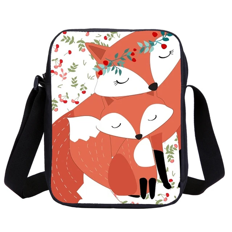 Animals Fox Pattern 3D Print School Backpack Set 4 Pcs School Bag for Child Student School Book Bag Back to School Best Gift