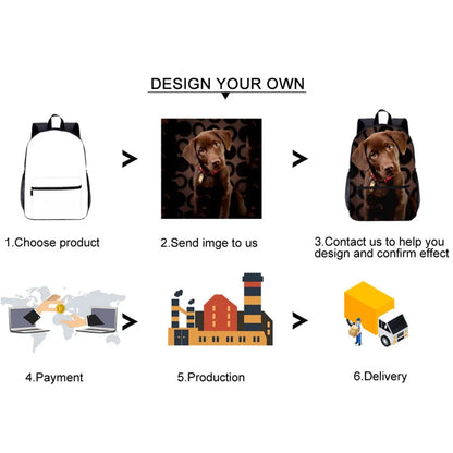 Animals Fox Pattern 3D Print School Backpack Set 4 Pcs School Bag for Child Student School Book Bag Back to School Best Gift